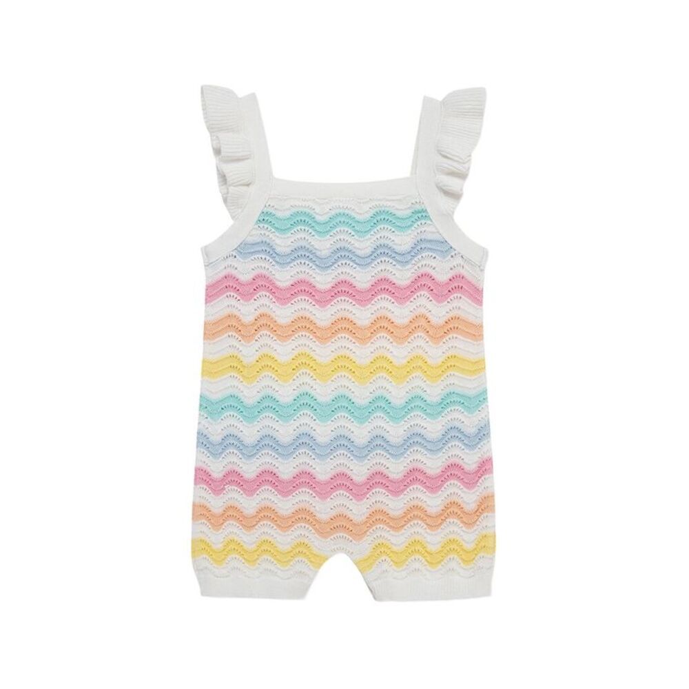 Little Me Girls  Wavy Pointelle Knit Romper
